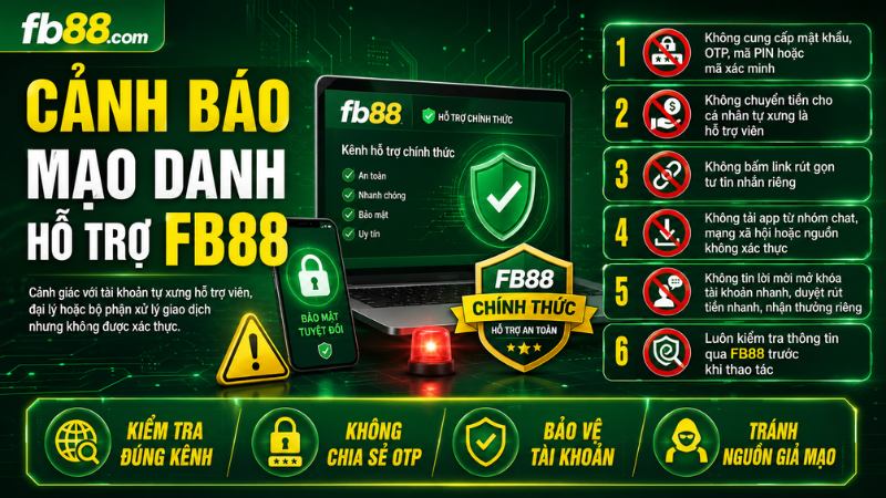 Cảnh Báo Mạo Danh Hỗ Trợ FB88